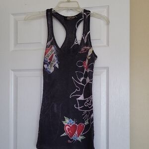 Vintage Ed Hardy Mesh Racerback Tank Size S